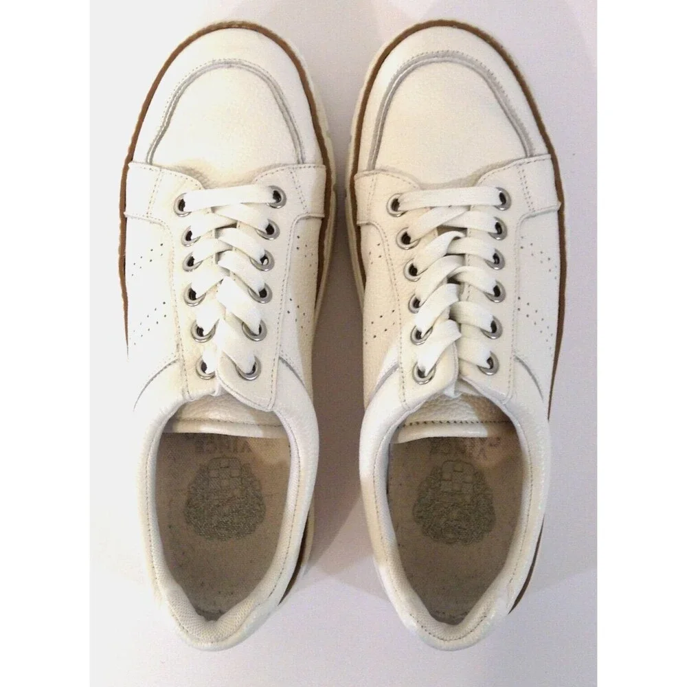 Vince Camuto Sneakers Wn 6.5 Rezelli White Leather Comfort Platform Shoes Preppy